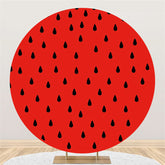 Lofaris Black Raindrops Round Red Backdrop For Birthday Party